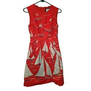 Maeve By Anthropologie Berru Sailboat Print Poplin Shift Dress Size 0 Nautical